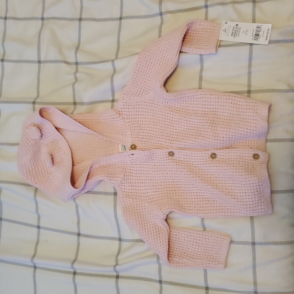 Carters pink ear hooded sweater cardigan